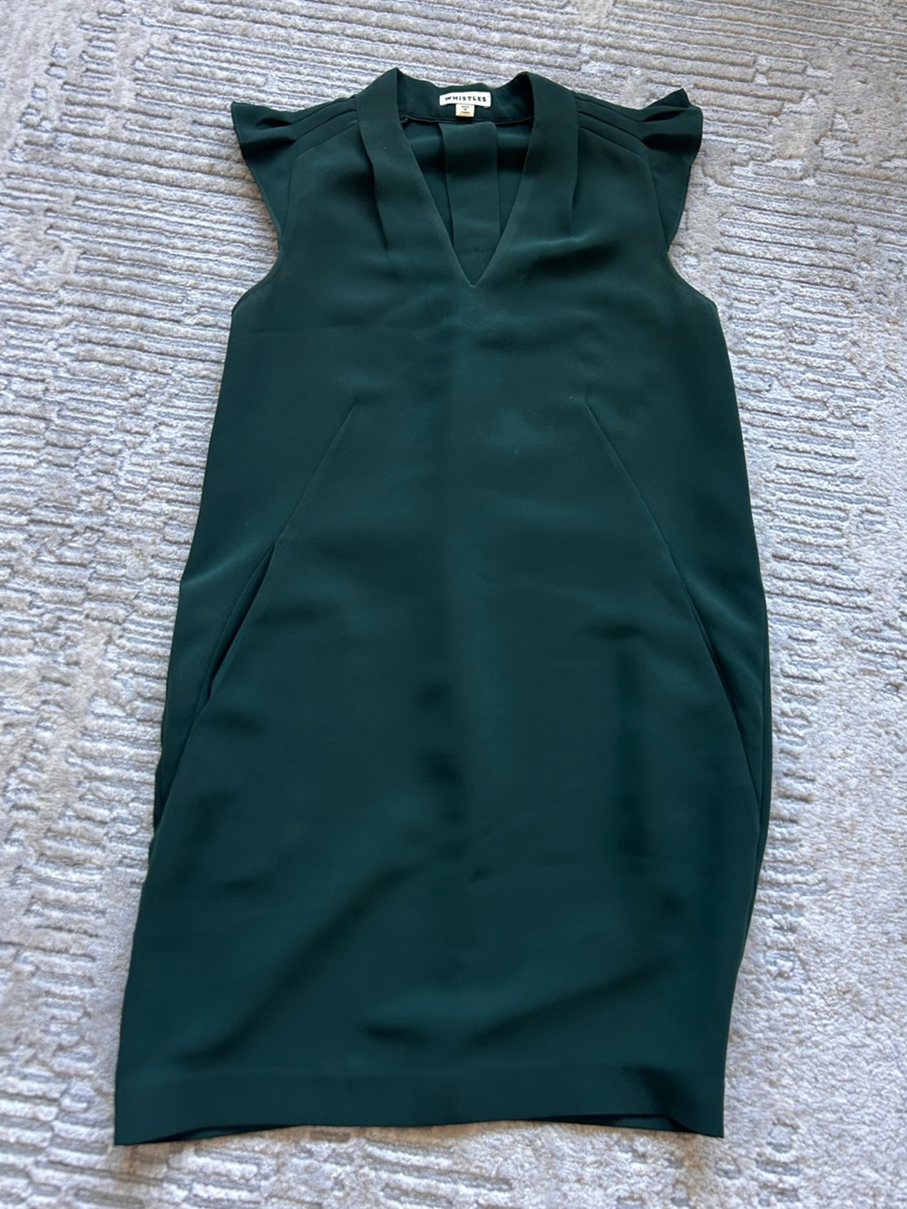 Whistles Sleeveless Dark Green Midi Dress with pockets size 6